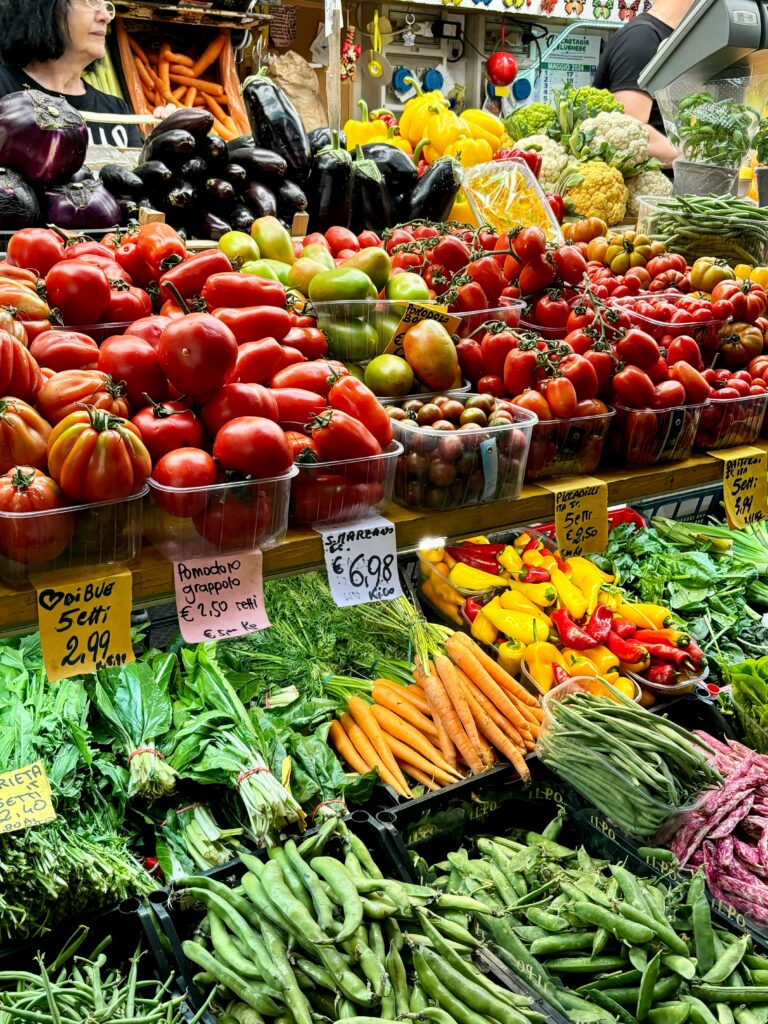 cheap fresh vegetables at local street market in Europe for students